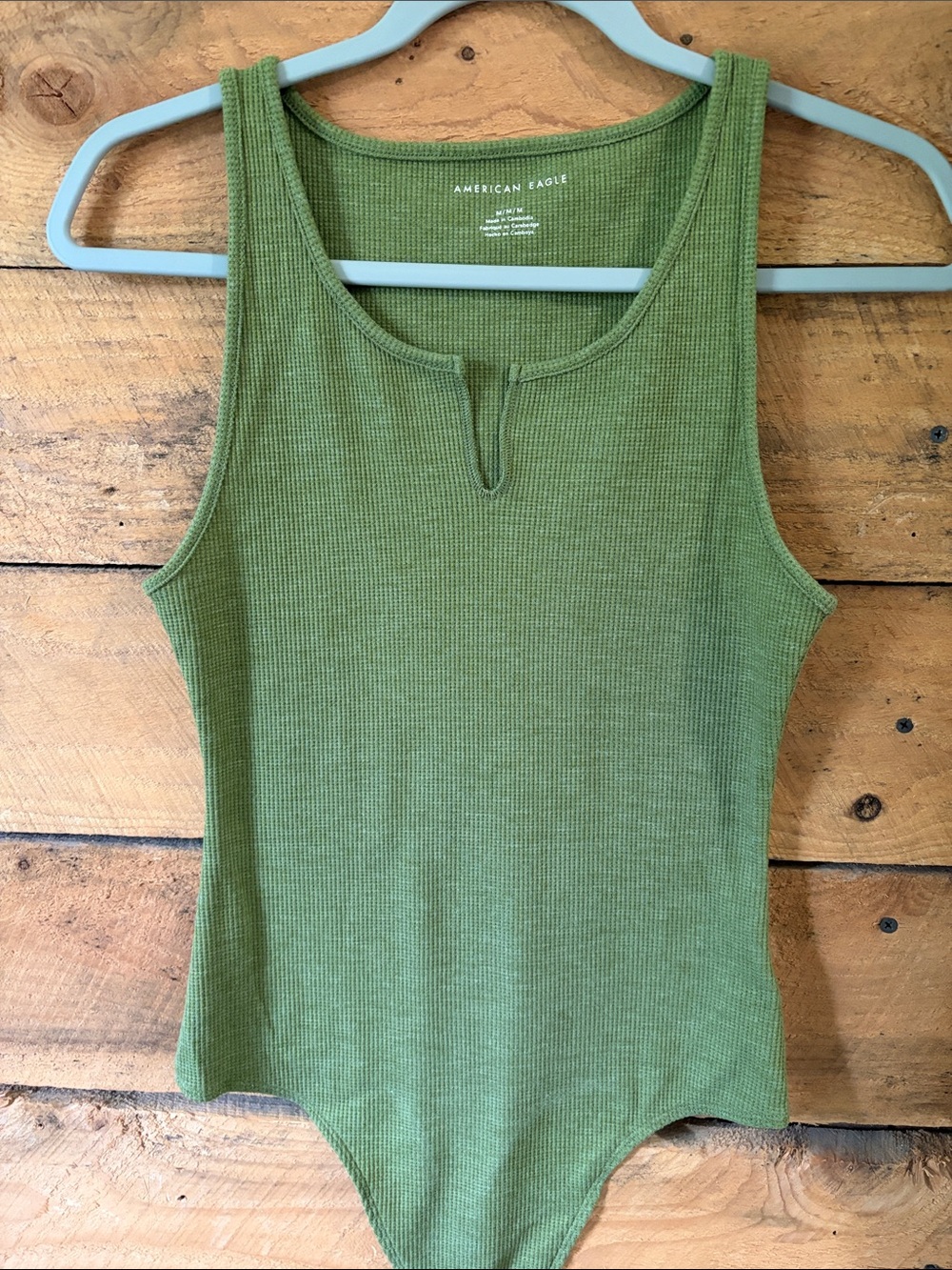 American Eagle Outfitters Olive Green Ribbed Tank Bodysuit